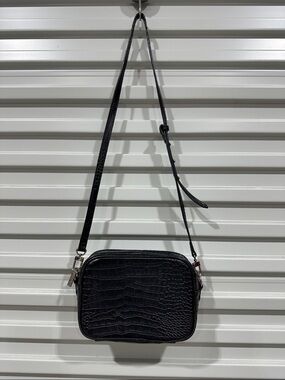 Nakedvice Croc-Embossed Black Crossbody Bag